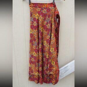 Gardenbelle Boho Hippy Silk Floral Wrap Skirt 70s Style One Size